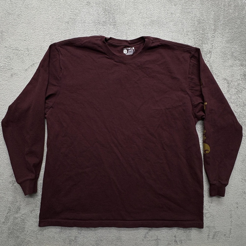 Carhartt Shirt Mens 2XL Maroon Long Sleeve Loose Fit Graphic Workwear Cotton